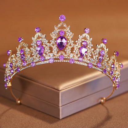 Elegant Purple Crystal Rhinestone Crown for Women