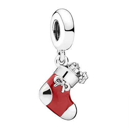 DIY Christmas Charm Bracelet with Santa Reindeer Snowman Tree Train Beads in Silver 925 YY0034