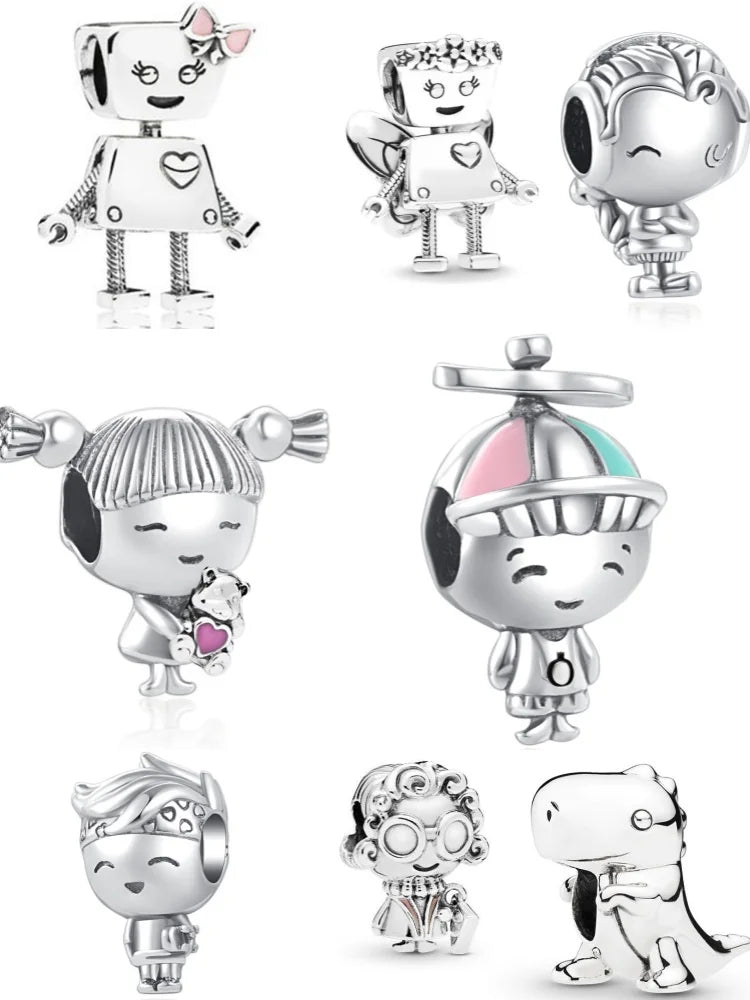 European 925 Sterling Silver Family Charm Bead with Zircon for DIY Bracelet and Necklace Jewelry
