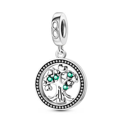 Silver Plated Eternal Symbol Charms with Luminous Star Beads and Love Dangle Safety Chain for DIY Jewelry