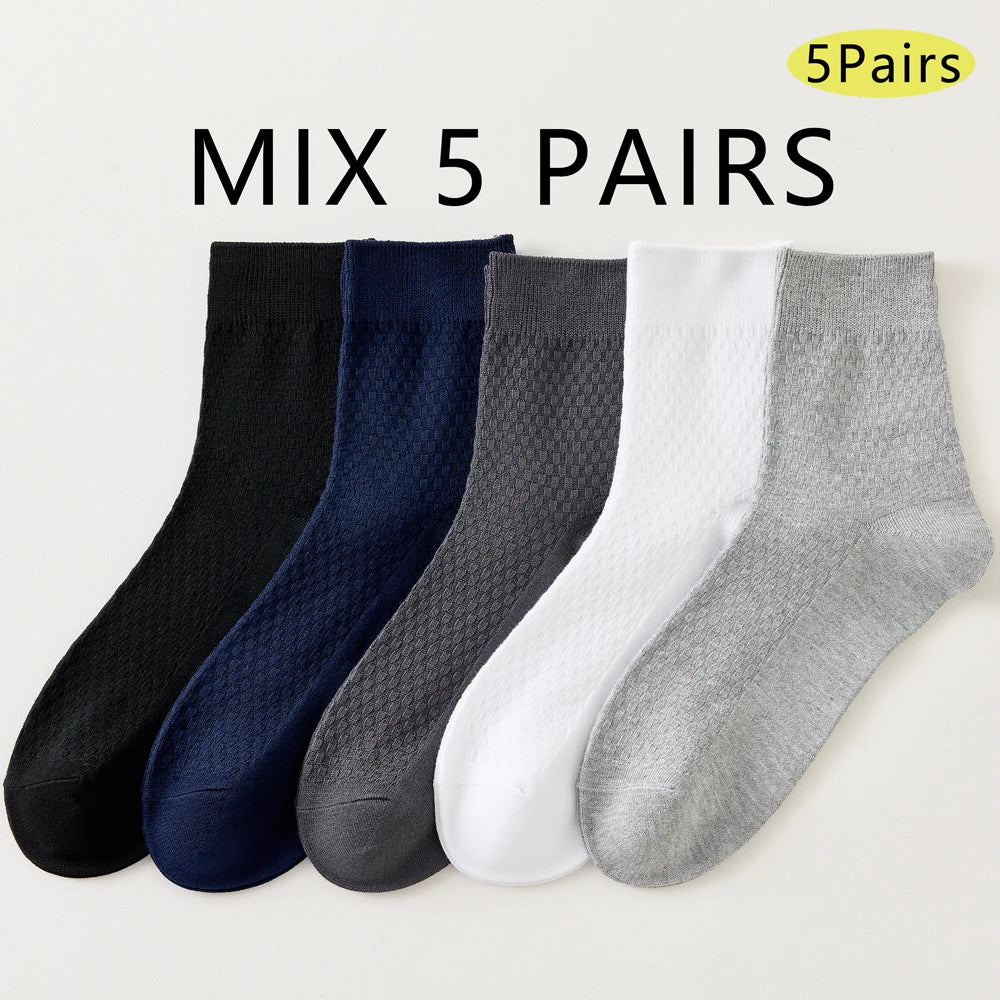 Antibacterial Bamboo Mens Socks Mid Crew Seamless Comfort
