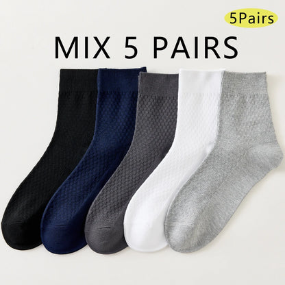 Antibacterial Bamboo Mens Socks Mid Crew Seamless Comfort