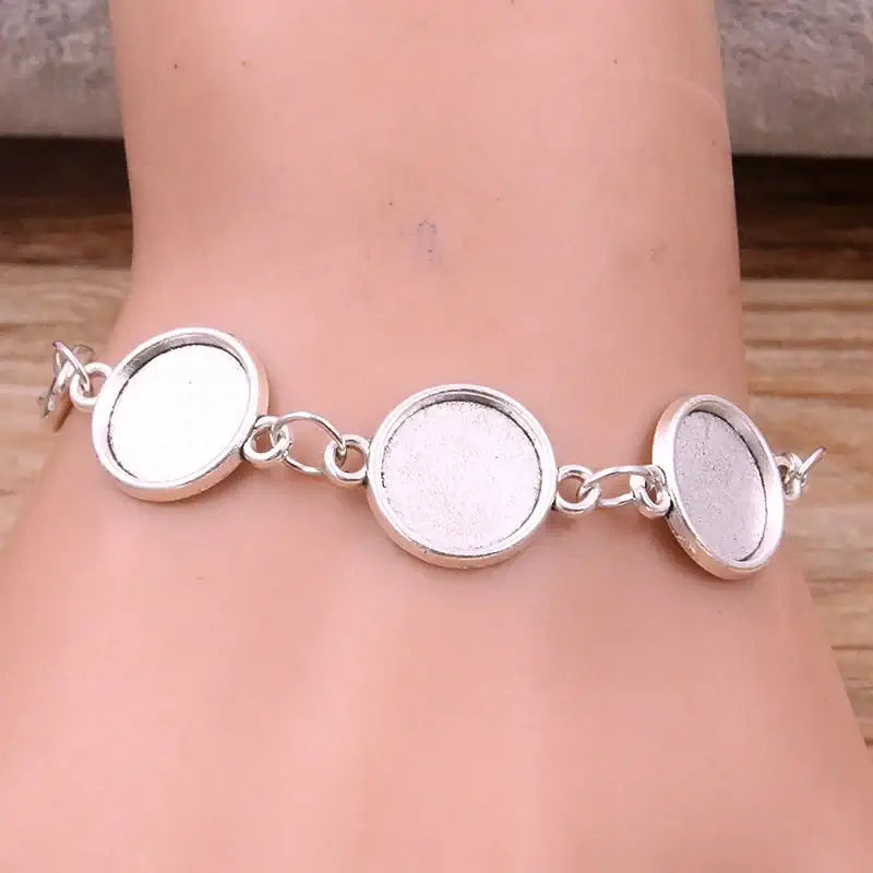 1Pc Metal Zinc Alloy Round Bracelet Findings in 2 Colors and 15 Styles