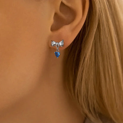 Luxury 925 Silver Pink Heart Pearl Butterfly Zircon Drop Earrings for Elegant Women