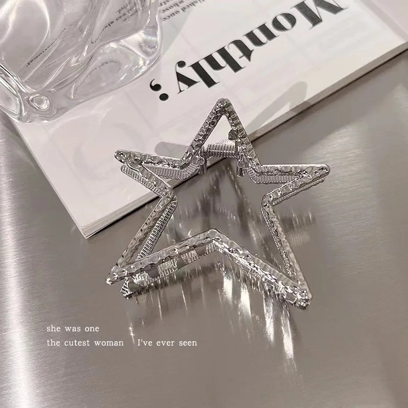 Korean Fashion Metal Star Hair Claw Clips for Women and Girls 2023
