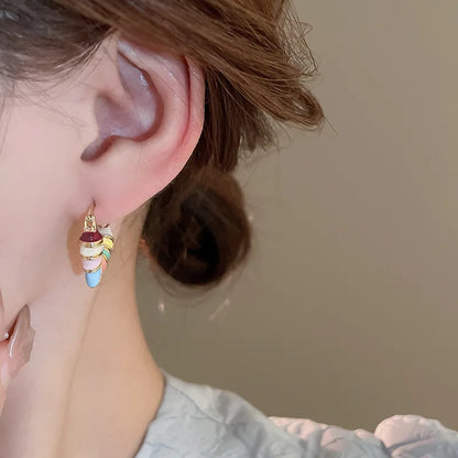 Candy Colorful Heart Hoop Earrings Korean Design Fashion Jewelry