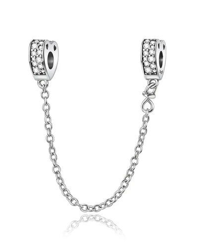 Luxury 925 Sterling Silver Clover Daisy Star Moon Zircon Pavé Safety Chain Bow Necklace and Bracelet Set for Women Fine Jewelry Gifts