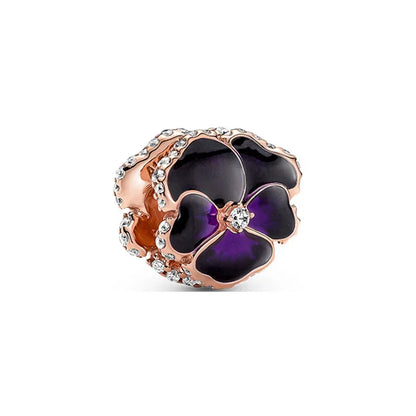 925 Sterling Silver Purple Heartsease Hydrangea Charms for DIY Jewelry Necklace and Bracelet Gifts