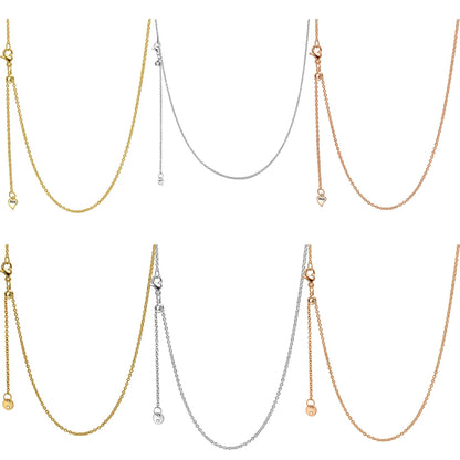 925 Sterling Silver Gold Rose Gold Simple Premium Bare Chain Necklace for Women Elegant DIY Jewelry Gift
