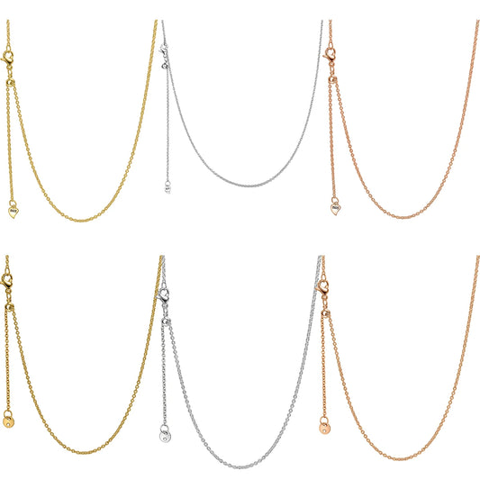925 Sterling Silver Gold Rose Gold Simple Premium Bare Chain Necklace for Women Elegant DIY Jewelry Gift