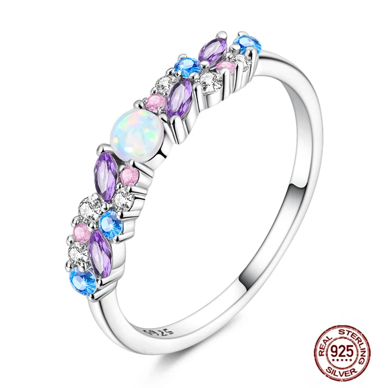 Hot Blue Zircon Ring for Women in 925 Sterling Silver with Sparkling Star and Moon Design Perfect for Weddings and Special Occasions LLTR076