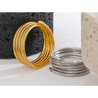 Yhpup Stainless Steel Stackable Multi Layer Bracelet Bangle