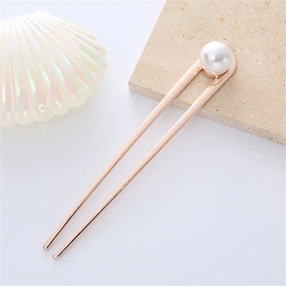 Elegant Turquoise Enamel Shell Hairpin for Women Luxury Metal U Shape Hair Stick