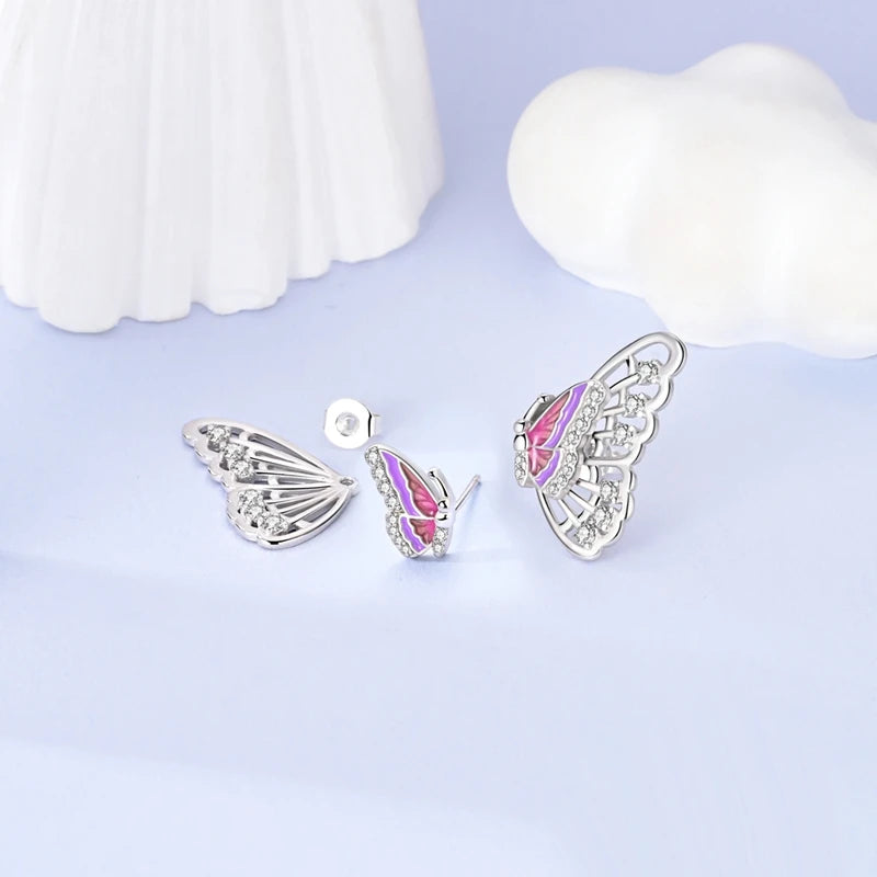 Original 925 Sterling Silver Tassel Earrings for Women Zircon Sparkling Pave Hoop Studs Anniversary Jewelry Gift