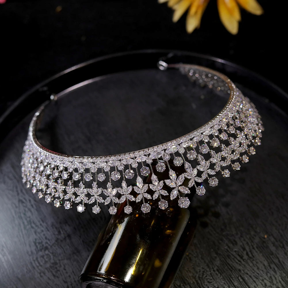 Elegant Crystal Floral Wedding Tiara for Brides and Princesses