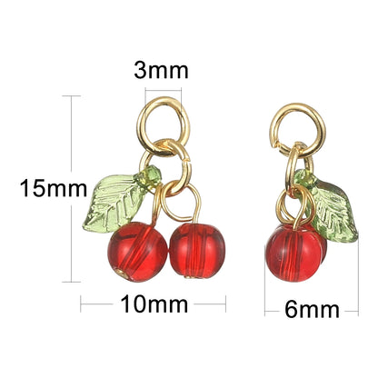 Glass Red Cherry Charms for DIY Jewelry Making Accessories - Set of 30 3D Acrylic Fruit Charms with Loop