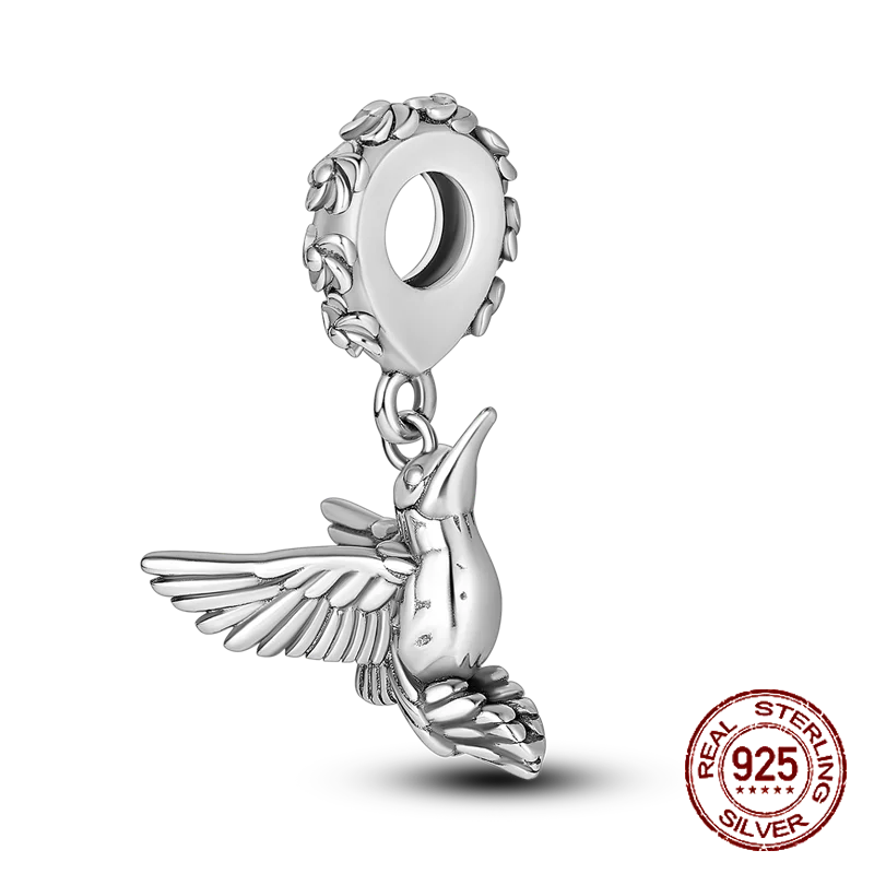 Inlaid Zircon Heart Charm Beads 925 Sterling Silver Dangle for Bracelets SMC2750