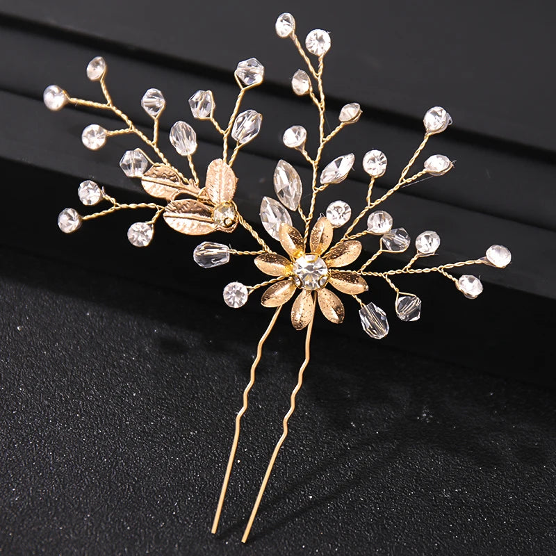 Elegant Crystal Pearl Rhinestone Hairpins for Women Bridal Party Accessories