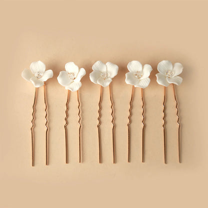 Elegant Bride U-Shaped Hair Sticks - Top-Rated Porcelain Flower Hairpins for Stunning Wedding Looks