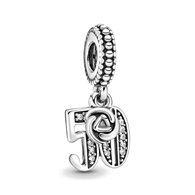 European 925 Sterling Silver Birthday Celebration Pendant Charm Bead for Women Bracelet and Necklace