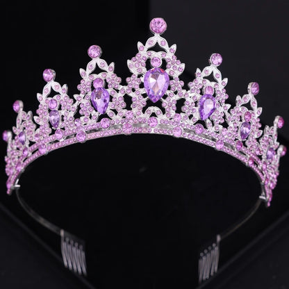 Elegant Crystal Bridal Tiara Crown for Weddings Silver Diadem Veil Headpiece Jewelry