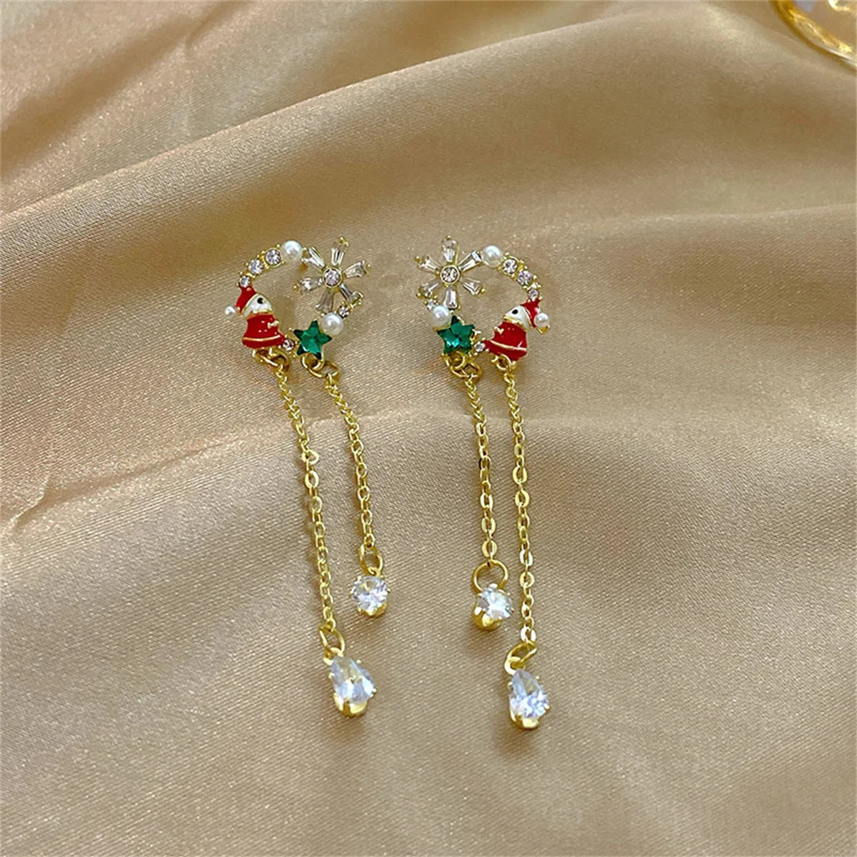 Bohemian Santa Claus Tassel Earrings for Women - Festive Fringe Xmas Party Jewelry