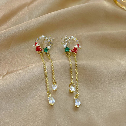 Bohemian Santa Claus Tassel Earrings for Women - Festive Fringe Xmas Party Jewelry