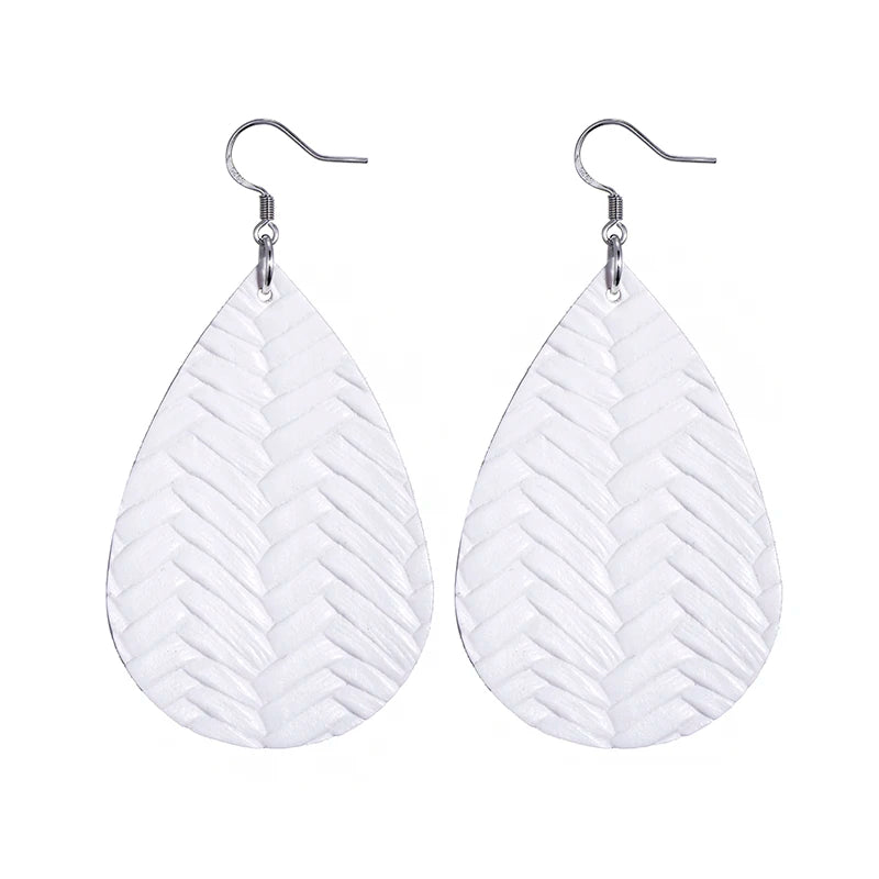 Elegant Faux Leather Teardrop Earrings for Women Lightweight Dangle Fashion Jewelry