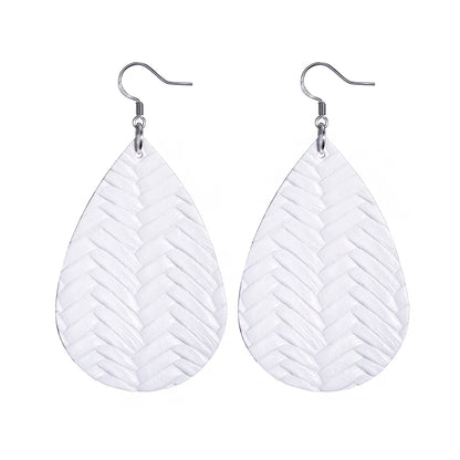 Elegant Faux Leather Teardrop Earrings for Women Lightweight Dangle Fashion Jewelry