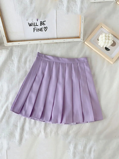 Gothic High Waist A Line Pleated Skirt For Women Black