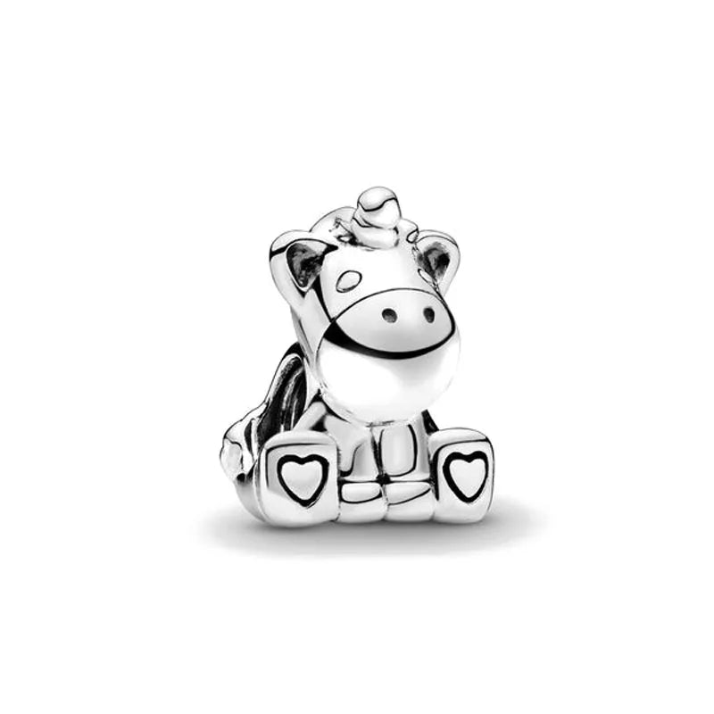 925 Sterling Silver Cute Character Bead Pendant for DIY European Bracelets B369
