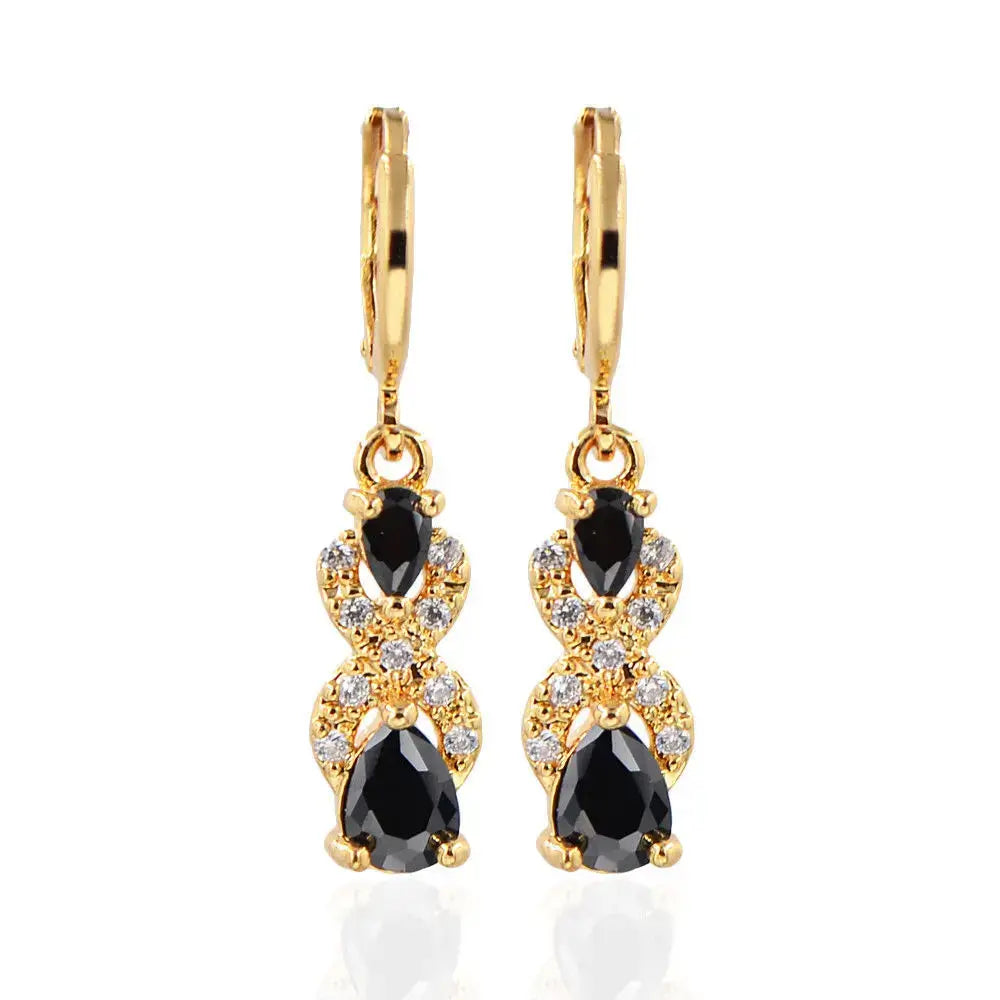 Classic Trend Earrings Gold Color Filled Zircon Dangle Jewelry C1031-5