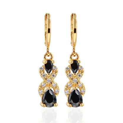 Classic Trend Earrings Gold Color Filled Zircon Dangle Jewelry C1031-5