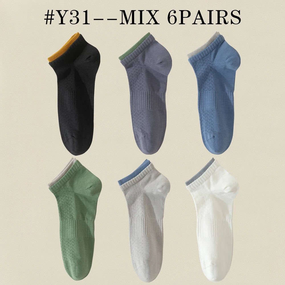 6 Pairs Mens Anti Odor Breathable Ankle Socks Cotton
