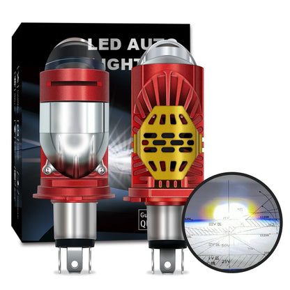 Stella Bi LED Lens Projector H4 Mini Bulb 14000LM Headlight White Light 1 Piece Yellow Bulb H4 LHD