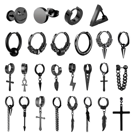 Punk Stainless Steel Stud Earrings Set for Men and Women