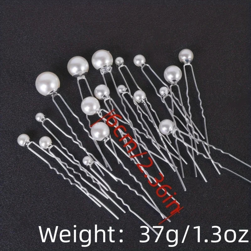 Elegant Pearl Hair Pins Set for Brides - 18 Pcs Bridal Hair Accessories with Fashionable Plant Design
