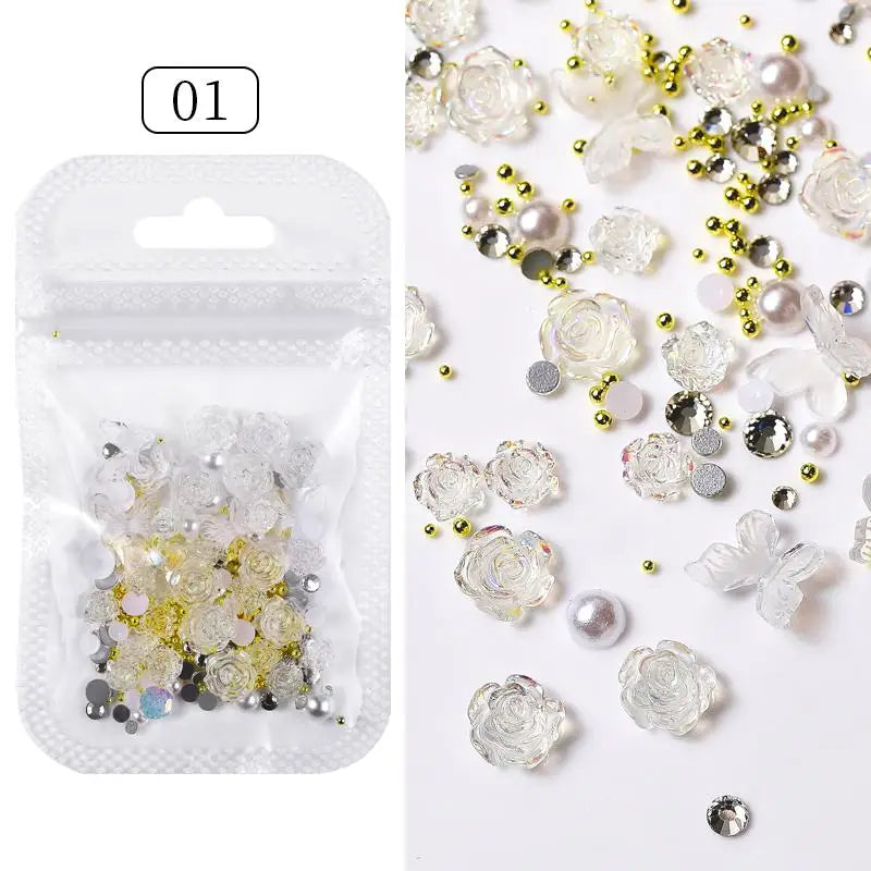 Kawaii Lollypop 3D Nail Art Charms Set with Resin Butterfly and Bear Rhinestones
