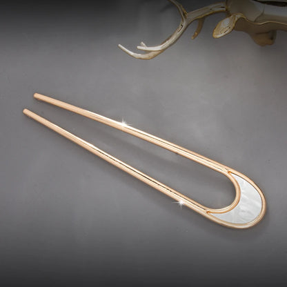 Elegant Silver Gold Enamel Shell Hairpin for Women U Shape Hair Stick Accessories