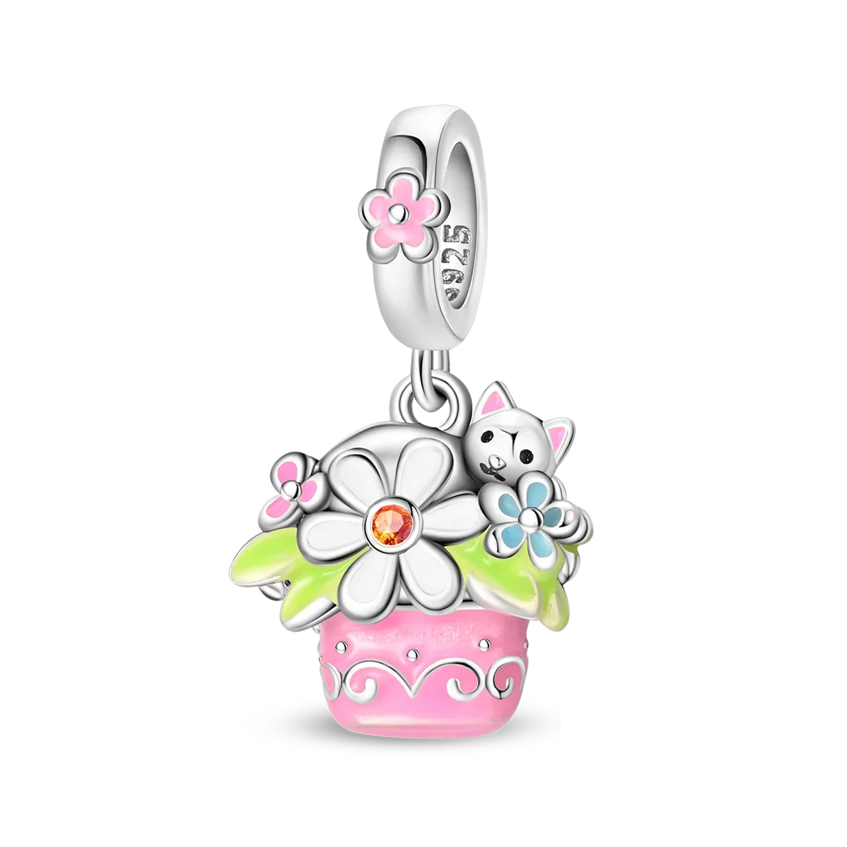 925 Sterling Silver Animal Charms Set Elephant Cat Capybara Swan Zircon Beads for DIY Necklace and Bracelet Jewelry Gift