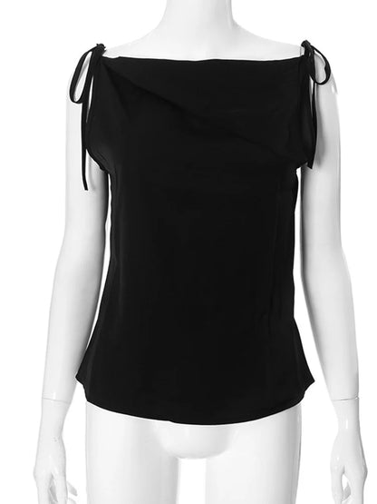 Lace Up Double Layer Irregular Tank Top Women Summer