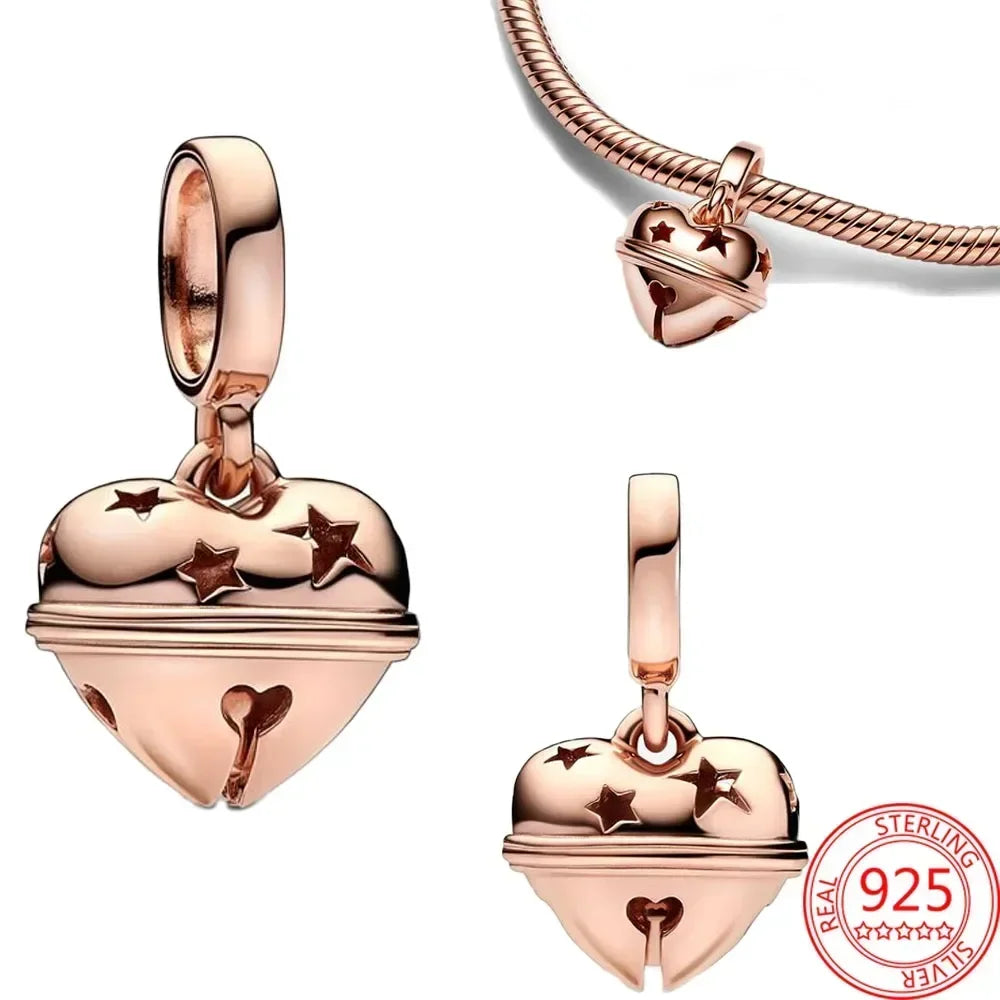 925 Sterling Silver Festive Cookie House Heart Nutcracker Dangle Charm for DIY Christmas Tree and Original Bracelet Gift