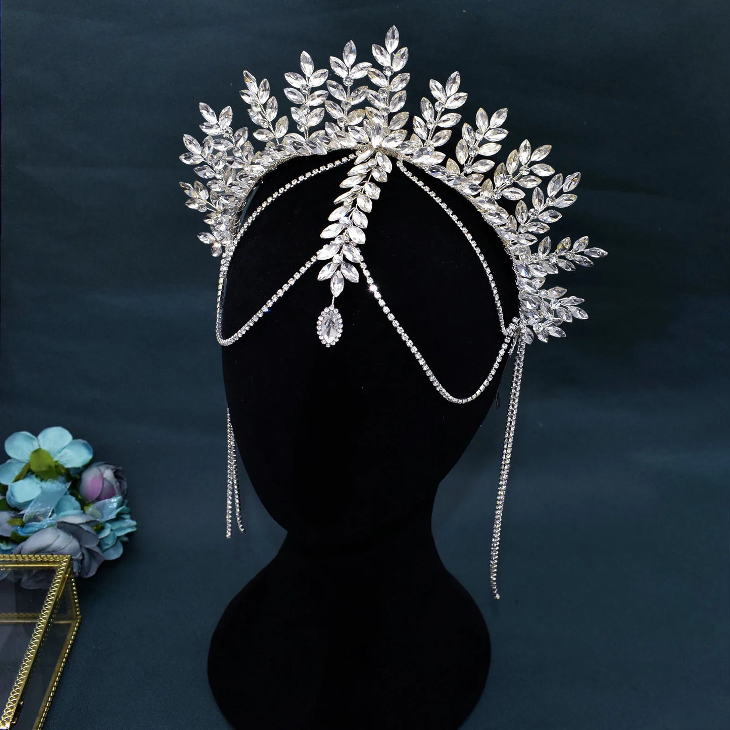 Elegant Rhinestone Wedding Tiara Silver Crystal Bride Headband