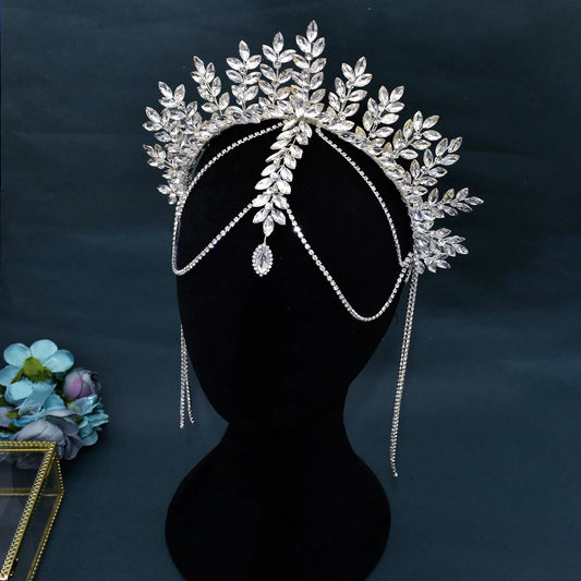 Elegant Rhinestone Wedding Tiara Silver Crystal Bride Headband