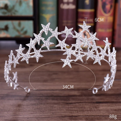 Elegant Rhinestone Star Crystal Bridal Tiara for Weddings and Parties