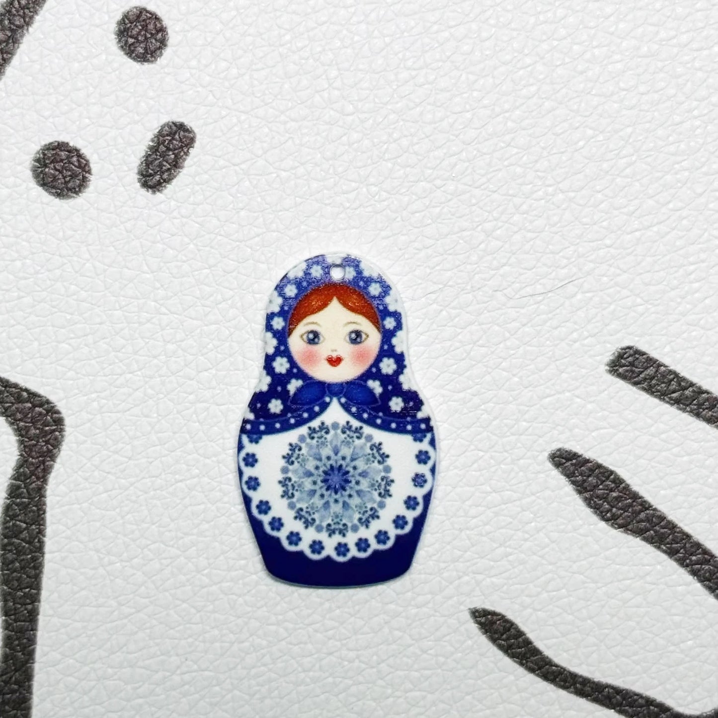 Matryoshka Doll Acrylic Charms Double Sided Jewelry Accessories