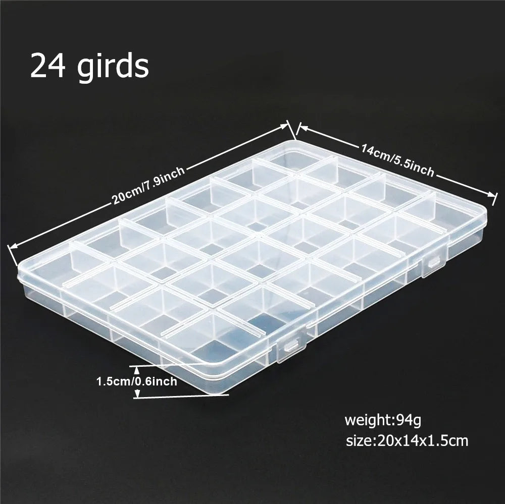 Ultimate Jewelry Organizer 6-32 Compartment Plastic Storage Box with Dividers for Beads and Crafts 24 girds