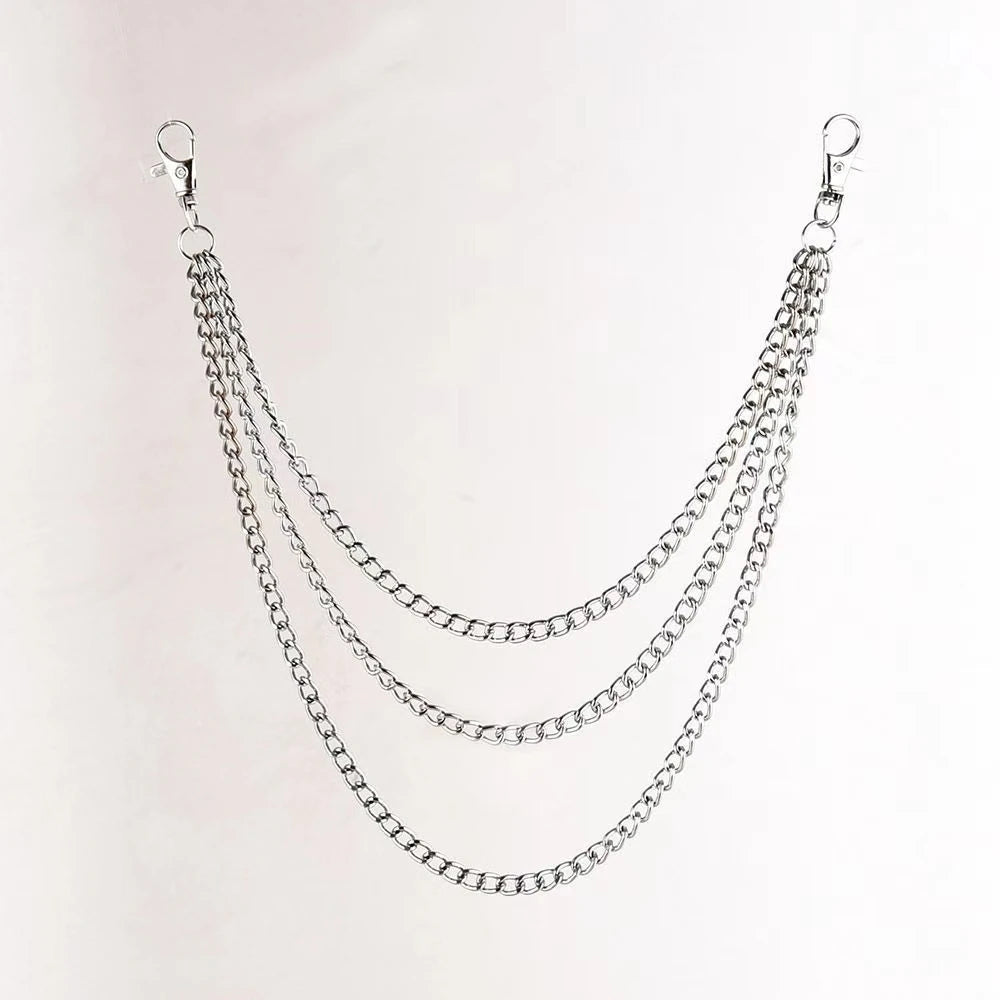Punk-Inspired Multilayer Metal Jeans Chain Keychain Accessory