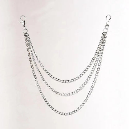 Punk-Inspired Multilayer Metal Jeans Chain Keychain Accessory