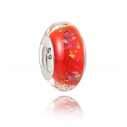 925 Sterling Silver Murano Glass Rainbow Snowflakes Stars Charm for Women Bracelet DIY Jewelry
